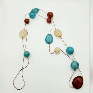 Vintage Gold lucite chain station necklace